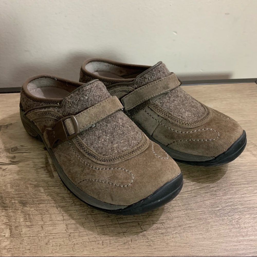 MERRELL Brown SUEDE & WOOL Slip On ENCORE Sidestep CLOG Mules HIKING SHOES 6